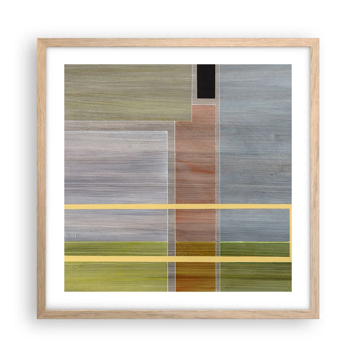 Plakat i ramme af lyst egetræ - Lige og rolig - 50x50 cm