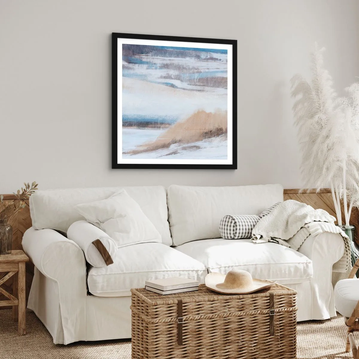 Plakat i sort ramme - Vinterkomposition - 30x30 cm