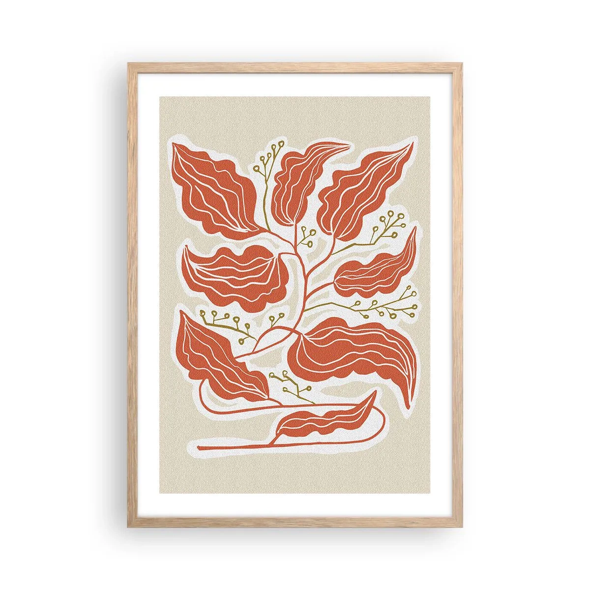 Plakat i ramme af lyst egetræ - Folk og koral - 50x70 cm