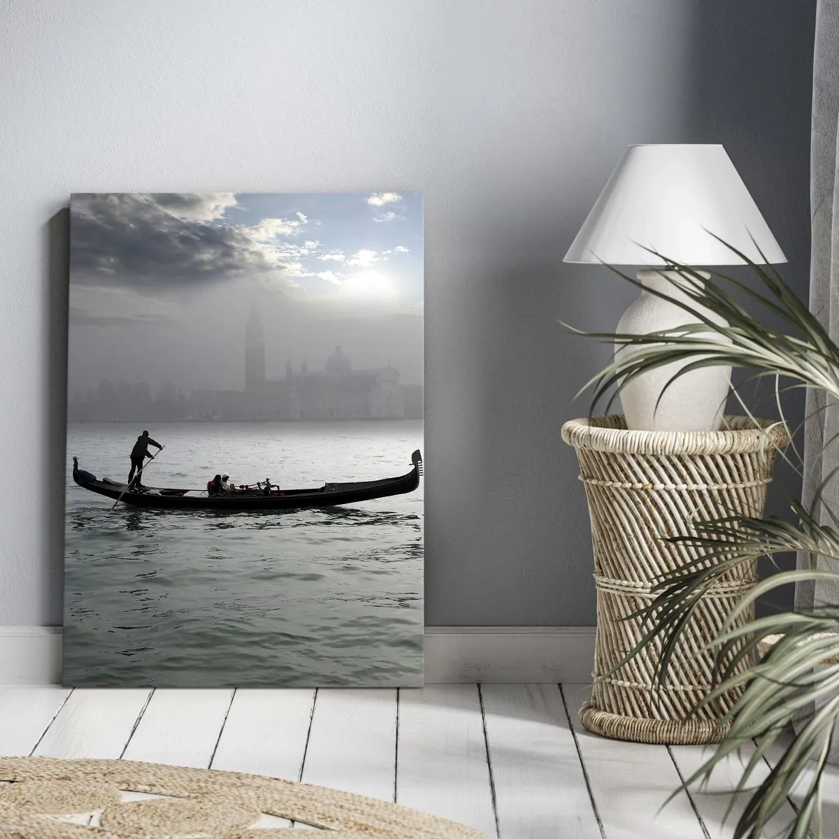 Lærredstryk - Billede på lærred - En fabelagtig by af vand og tåge - 50x70 cm