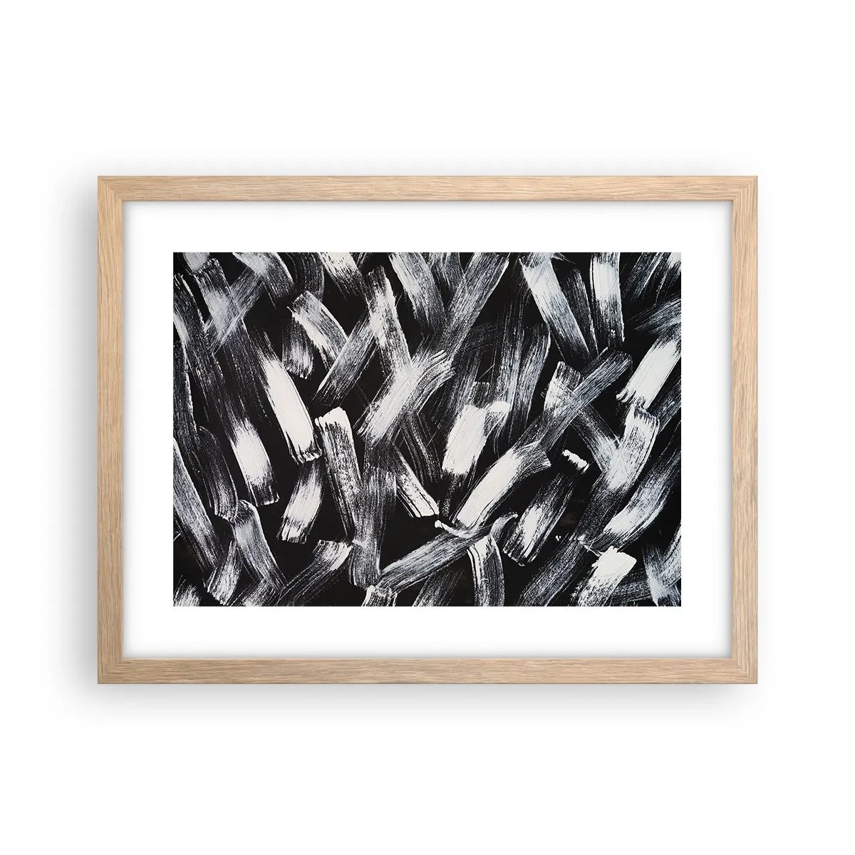 Plakat i ramme af lyst egetræ - Abstraktion i den industrielle ånd - 40x30 cm