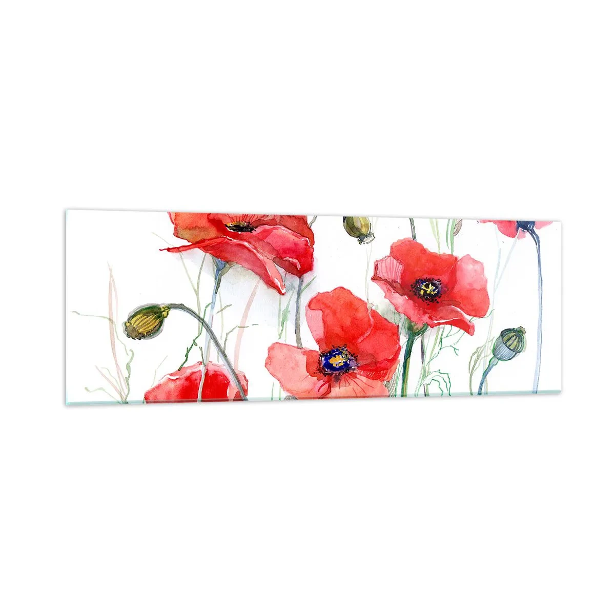 Billede på glas - Polske blomster - 90x30 cm
