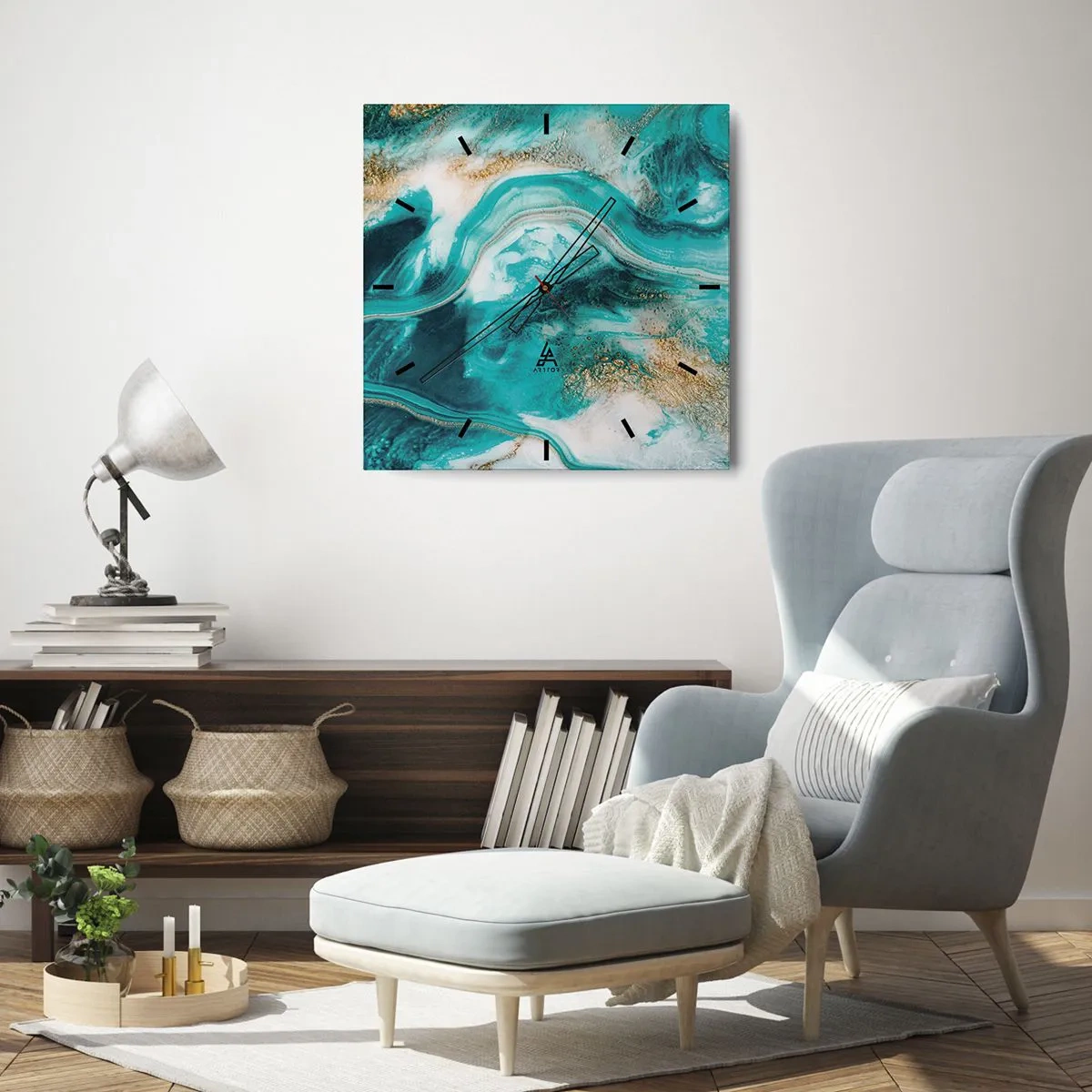 Vægur, Uret - Flod af guld - 30x30 cm