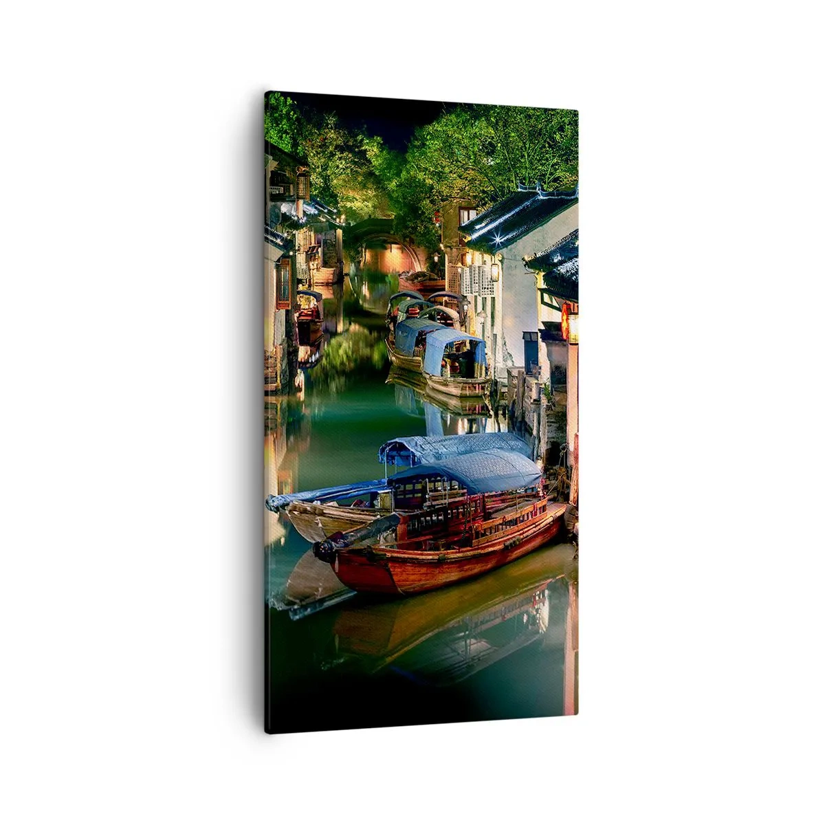 Lærredstryk - Billede på lærred - En aften på en kinesisk gade - 55x100 cm