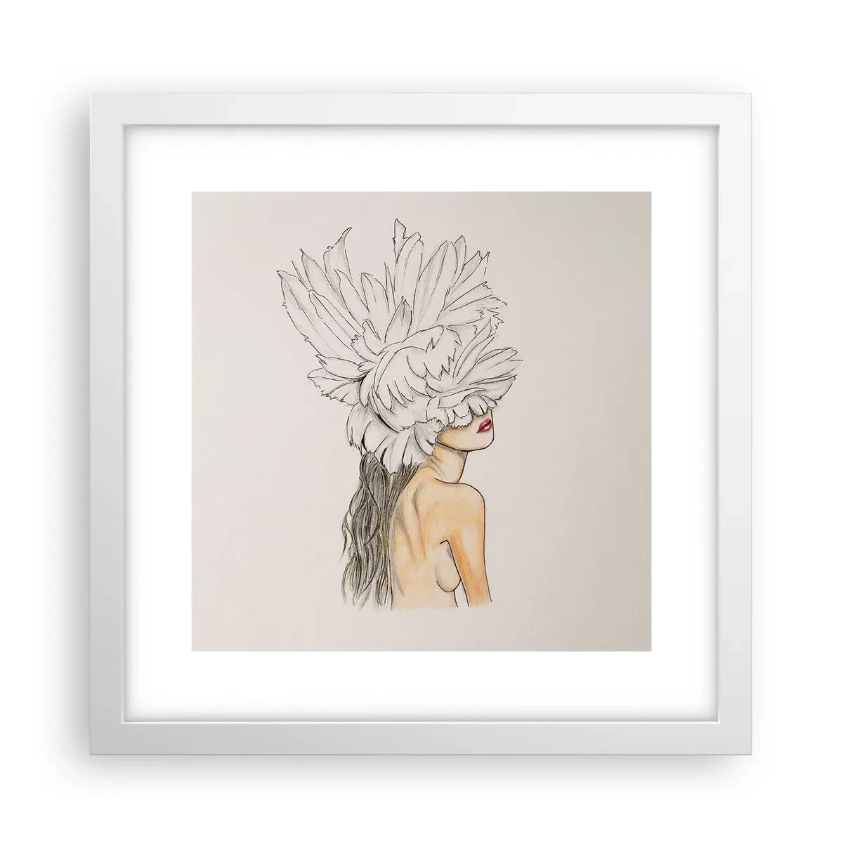 Plakat i hvid ramme - Skønhed kronet - 30x30 cm