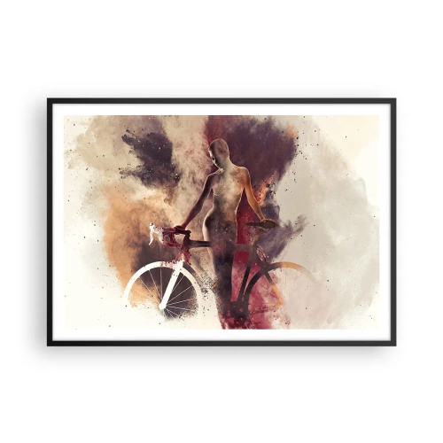 Plakat i sort ramme - I marmor former den cyklende sjæl - 100x70 cm