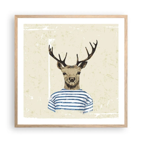 Plakat i ramme af lyst egetræ - Fordi jeg kan lide stribede skjorter! - 60x60 cm