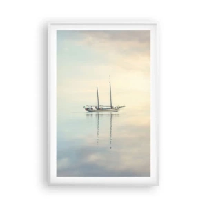 Plakat i hvid ramme - I et hav af stilhed - 61x91 cm