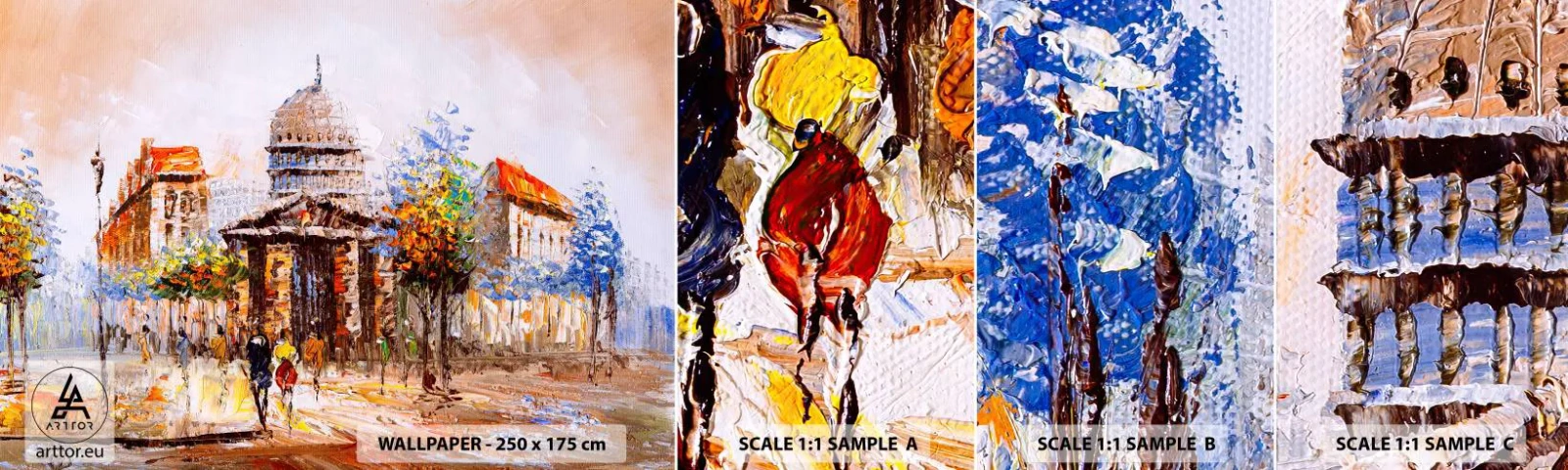 Prøve Fototapet Selvklæbende Deluxe Sticker - En parisisk spadseretur - Arkitektur, By, Frankrig - 100x30 cm