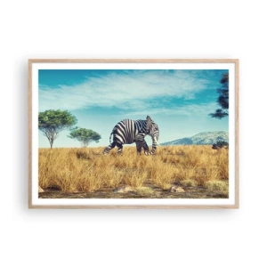 Plakat i ramme af lyst egetræ - Grå er ikke længere på mode - 100x70 cm