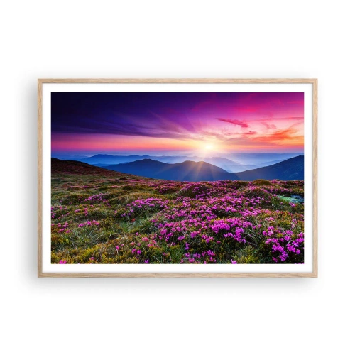 Plakat i ramme af lyst egetræ - Urter duftede friske bundter fra niw - 100x70 cm