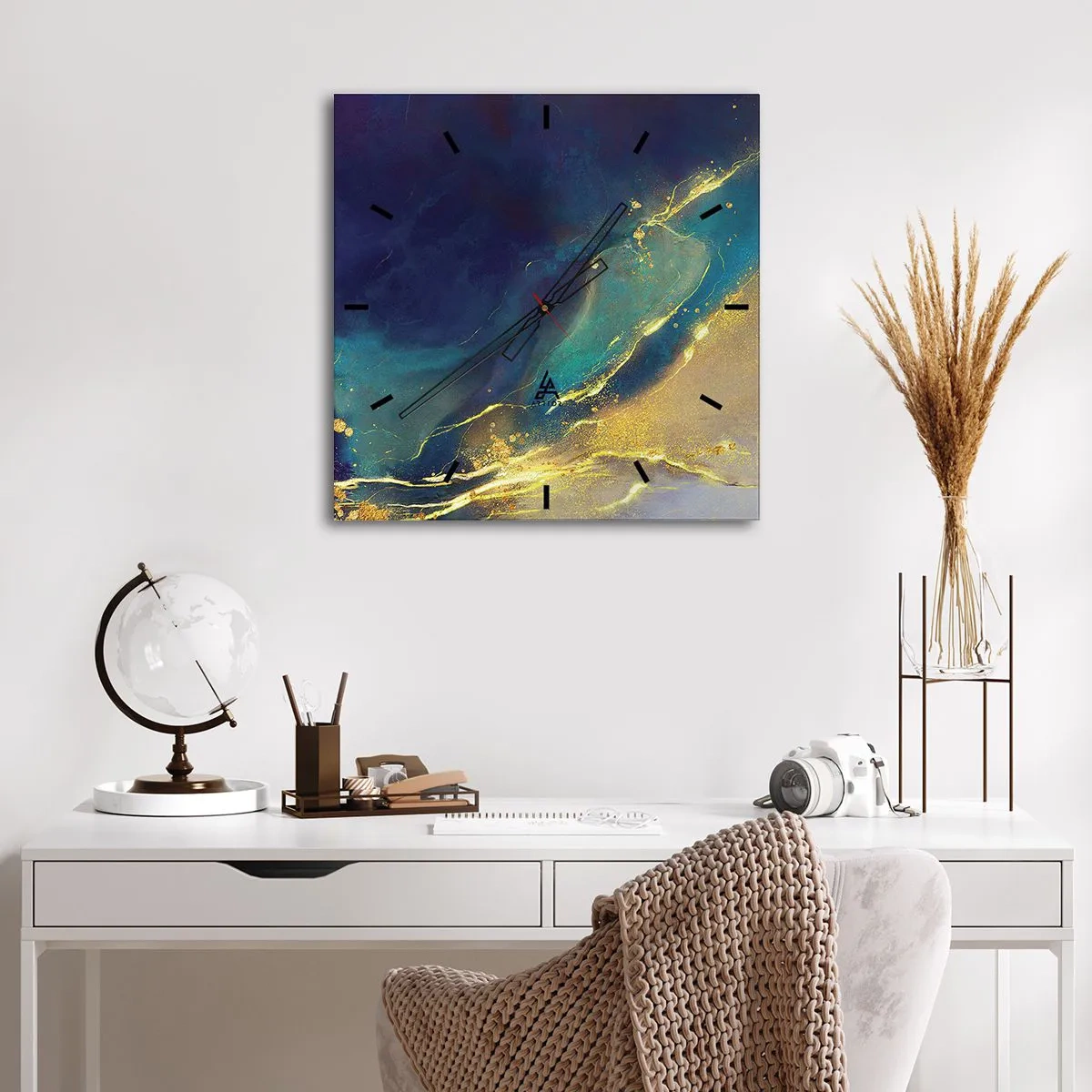 Vægur, Uret - Gylden marsk - 40x40 cm