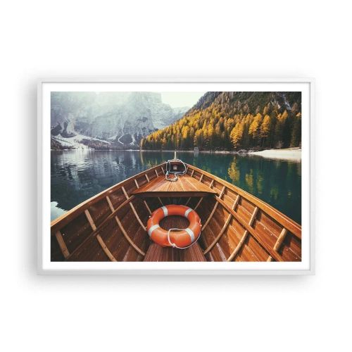 Plakat i hvid ramme - Bjergtur - 100x70 cm