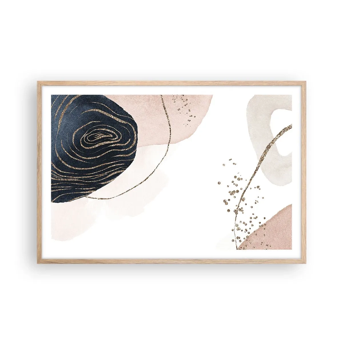 Plakat i ramme af lyst egetræ - Alt flyder - 91x61 cm