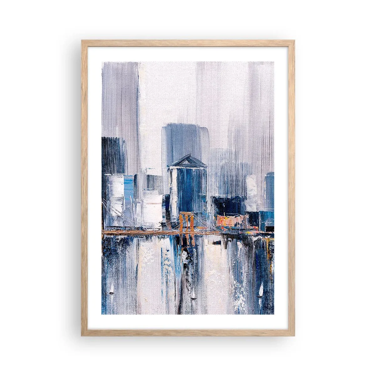 Plakat i ramme af lyst egetræ - Indtryk fra New York - 50x70 cm