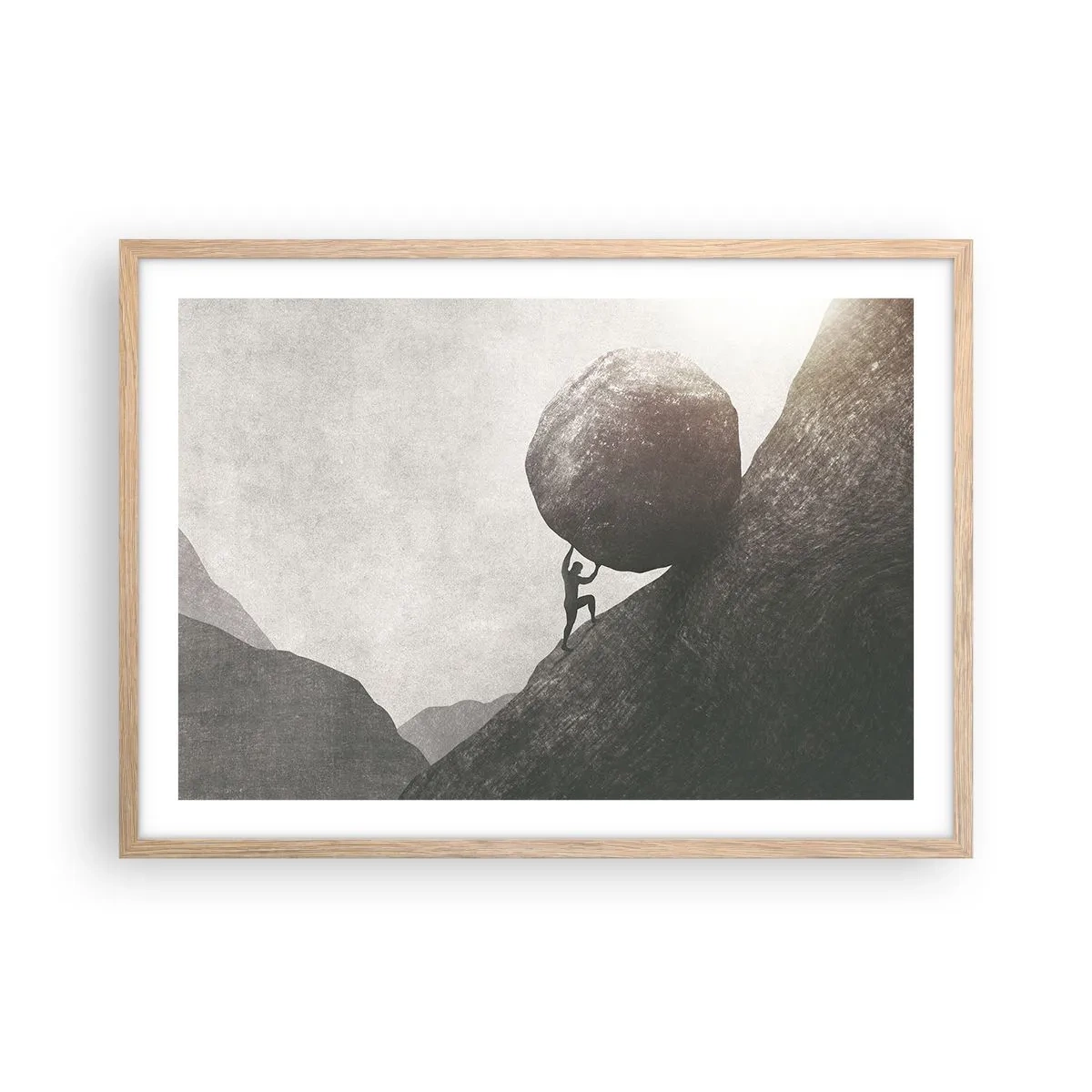 Plakat i ramme af lyst egetræ - Jeg tror mod al forventning - 70x50 cm