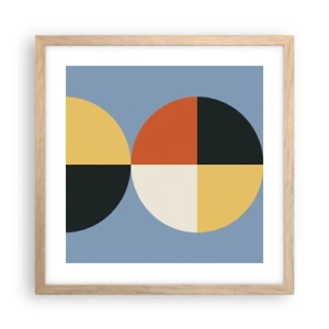 Plakat i ramme af lyst egetræ - Se og tæl - 40x40 cm