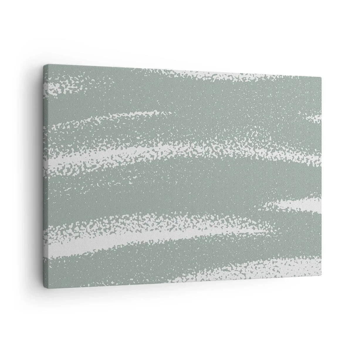 Lærredstryk - Billede på lærred - Vinterbølger i nuancer af mint og hvid - 70x50cm - Abstraktion i vinterstemning - Moderne vægdekoration til stue og soveværelse ARTTOR
