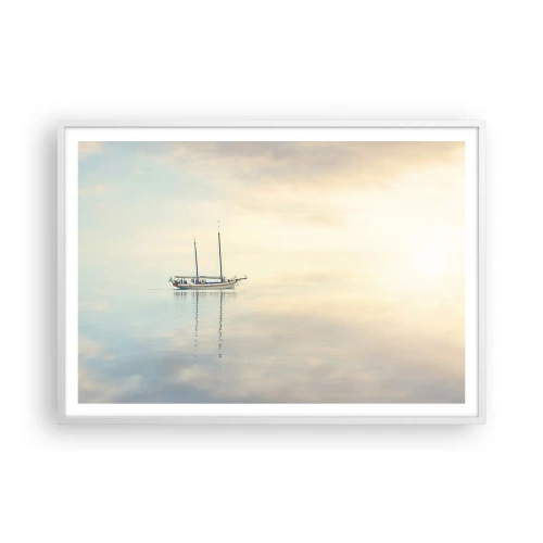 Plakat i hvid ramme - I et hav af stilhed - 100x70 cm