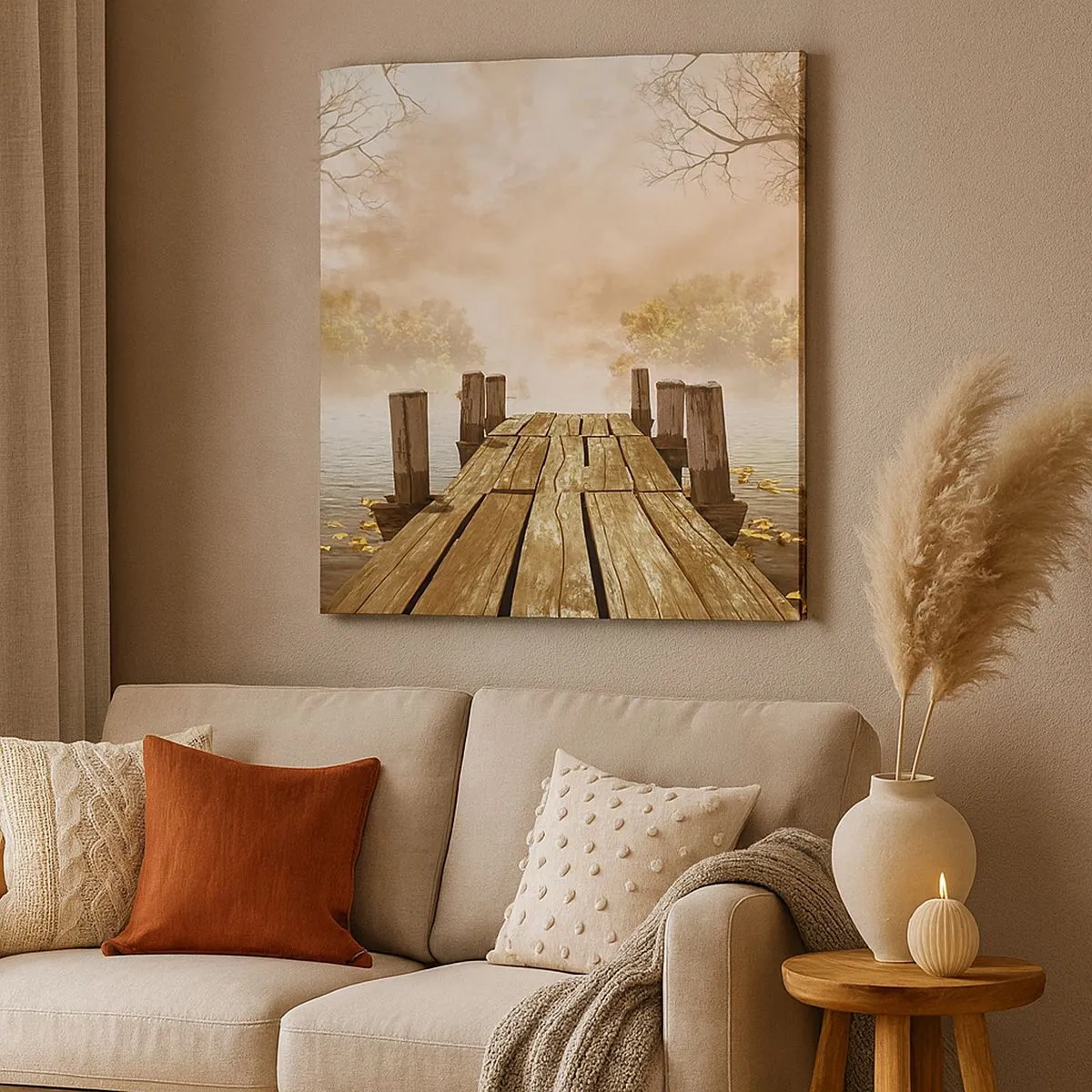 Lærredstryk - Billede på lærred - Efterårets blide tristhed - 30x30 cm