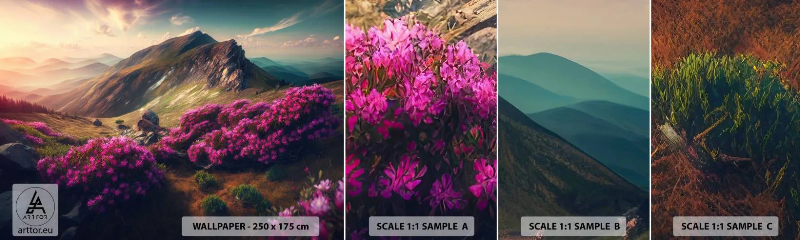 Fototapet Prøve Standard Eco - Sommer i bjergene - Landskab, Natur, Bjerge - 100x30 cm