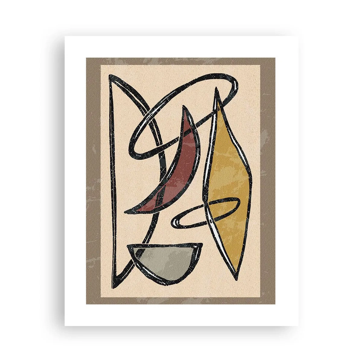 Plakat - Komposition - buer og ovaler - 40x50 cm