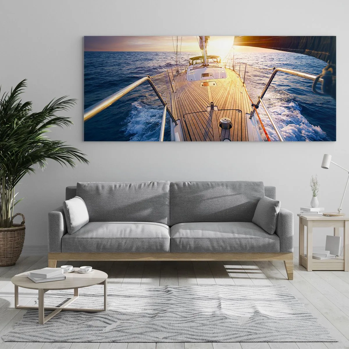 Billede på glas - Løber på bølgerne - 100x40 cm