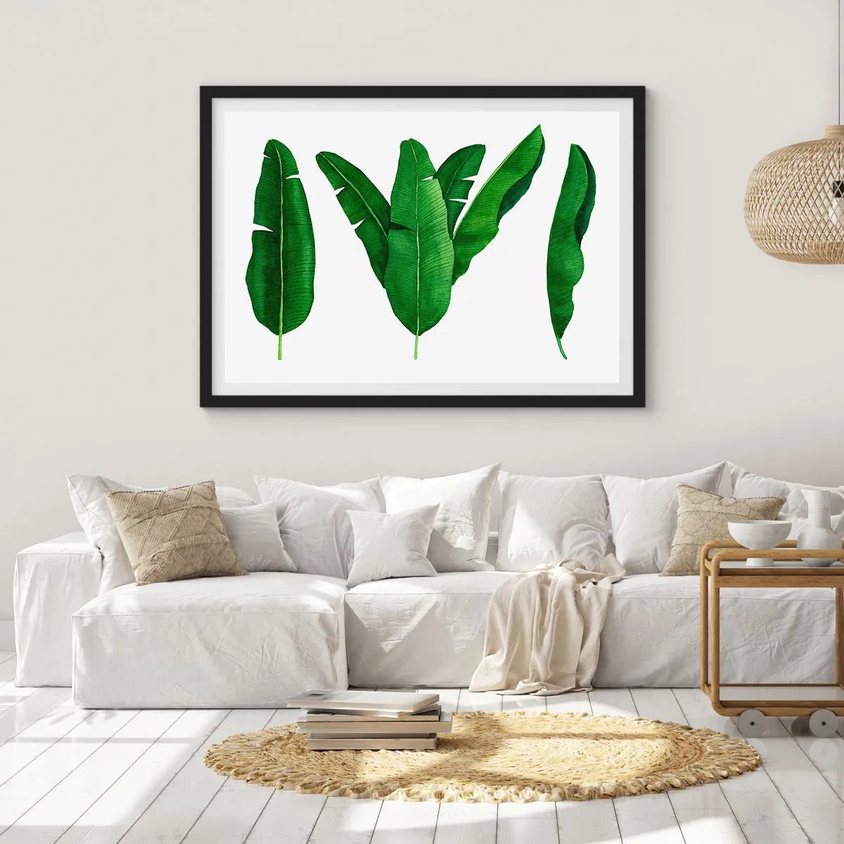 Plakat i sort ramme - Grøn symmetri - 70x50 cm