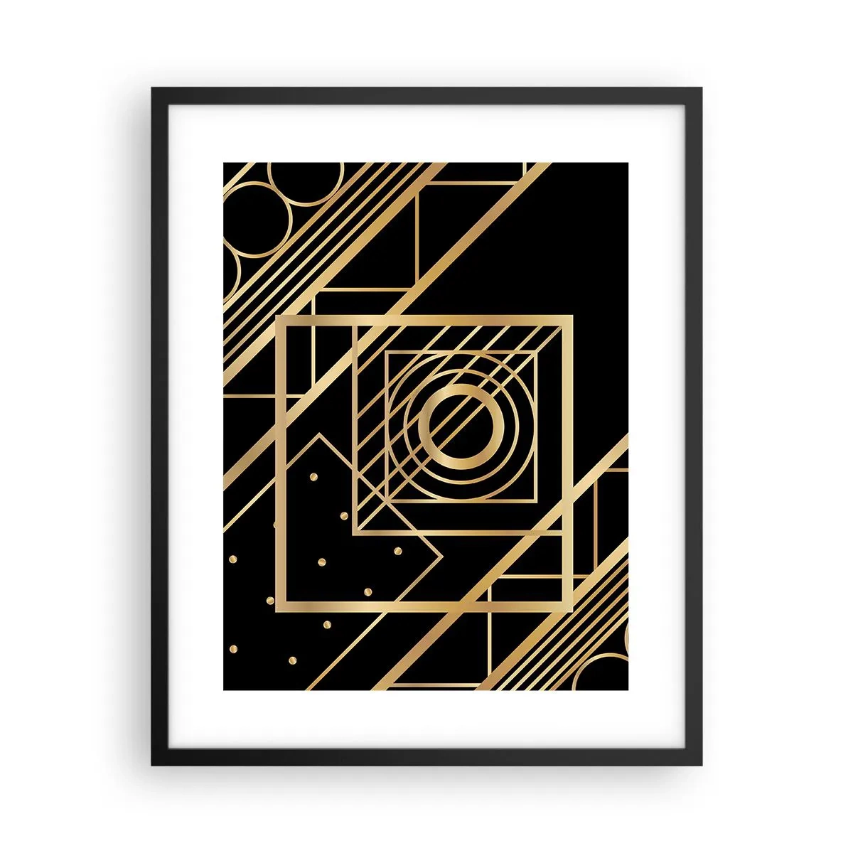 Plakat i sort ramme - Gylden geometri - 40x50 cm