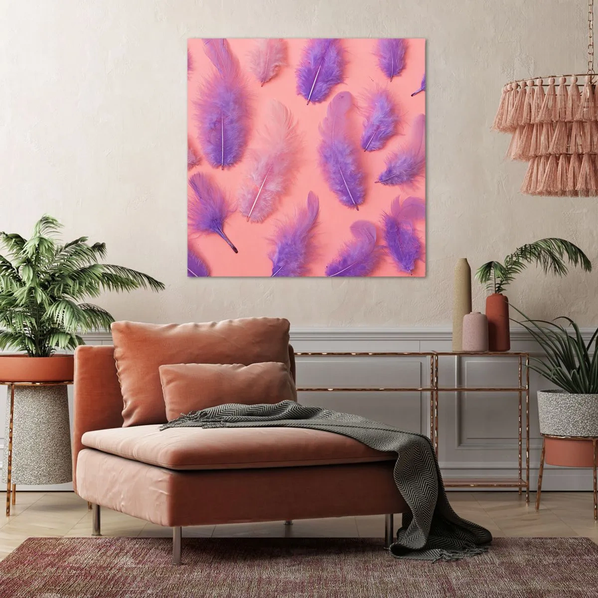 Lærredstryk - Billede på lærred - Lilla fugl af begær - 50x50 cm