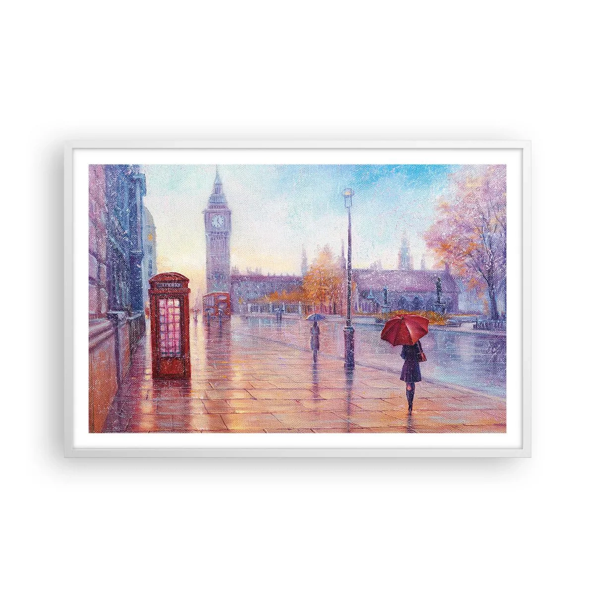 Plakat i hvid ramme - En efterårsdag i London - 91x61 cm