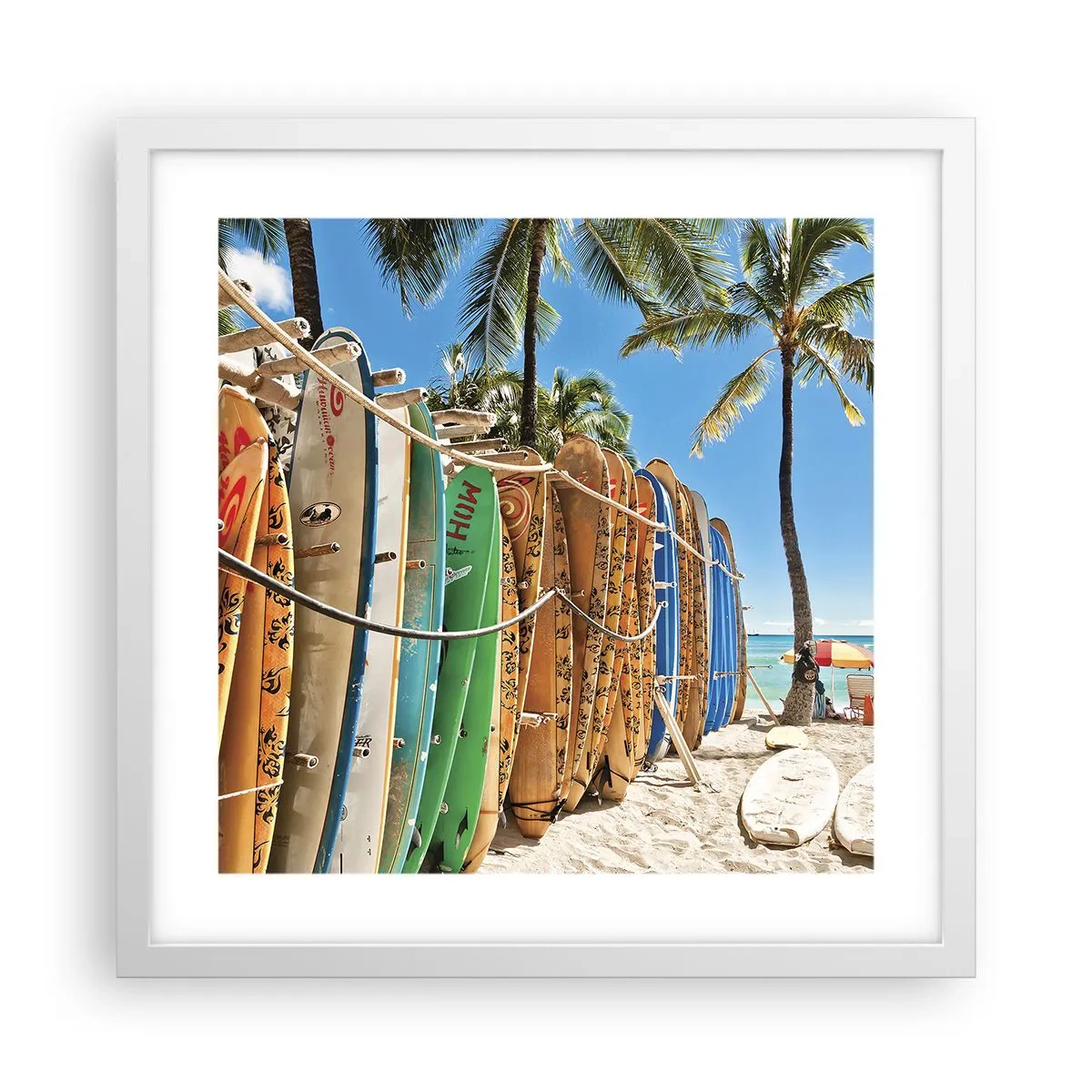 Plakat i hvid ramme - Solrig sjov - 40x40 cm