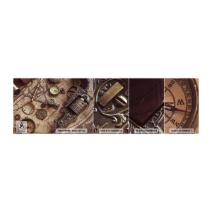 Fototapet Prøve Standard Eco - Opkald til eventyr - Verdenskort, Kompas, Revolver - 100x30 cm