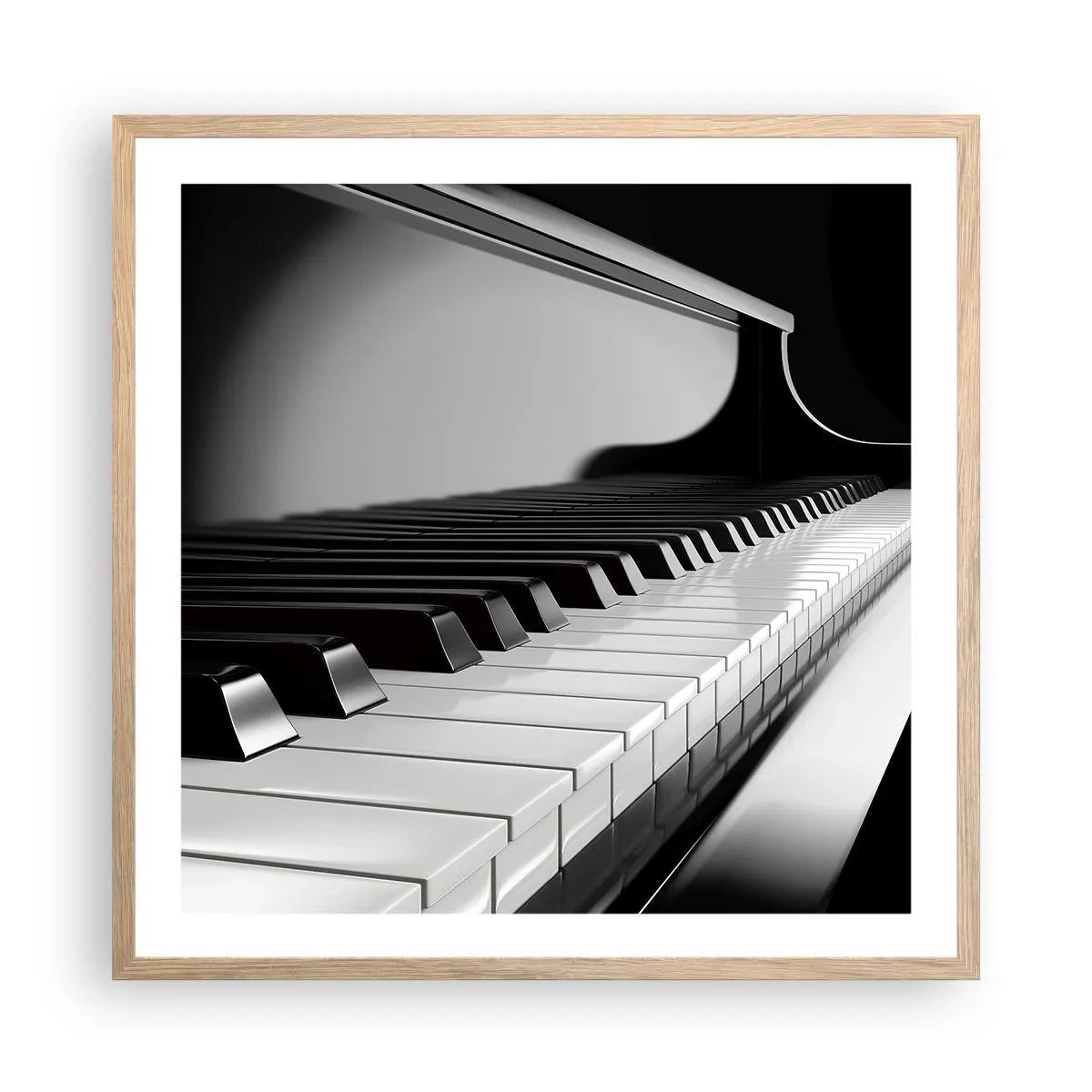 Plakat i ramme af lyst egetræ - Harmoni af former og farver - 60x60 cm