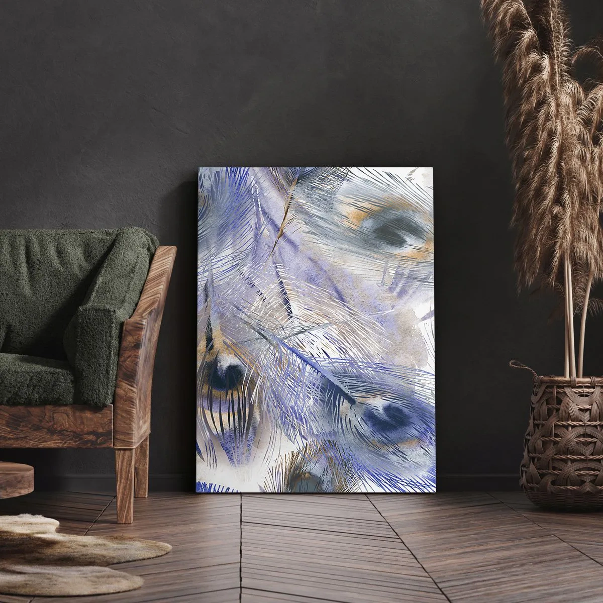 Lærredstryk - Billede på lærred - Påfugl sammensætning - 50x70 cm