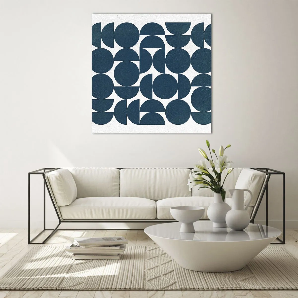 Billede på glas - Cirkler og halvcirkler - 50x50 cm