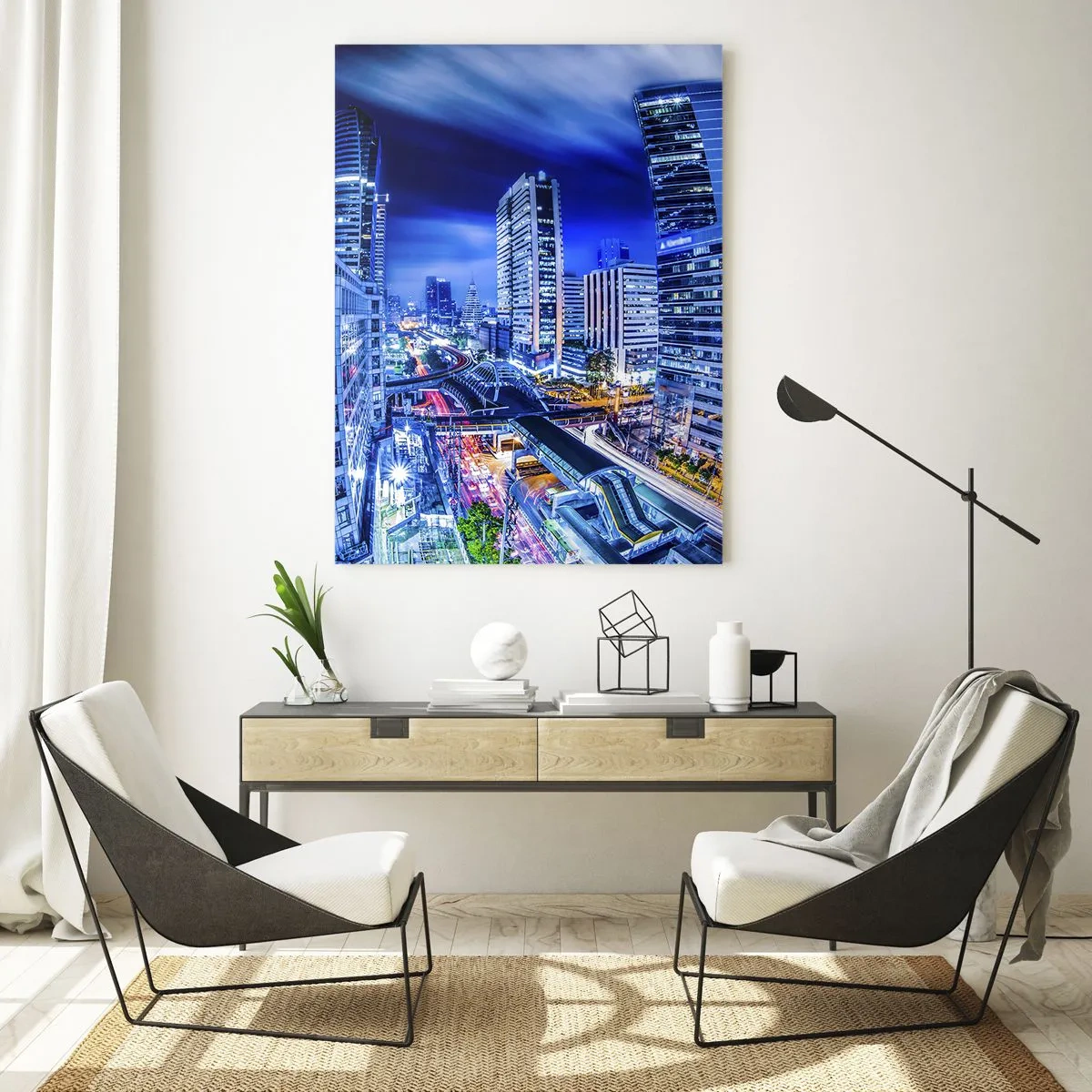 Billede på glas - Nattens rytmer i byen - 50x70 cm