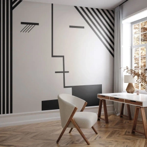 Fototapet Premium Canvas - Bare et kys - Moderne kunst, Sort og hvid, ansigt - 350x256 cm
