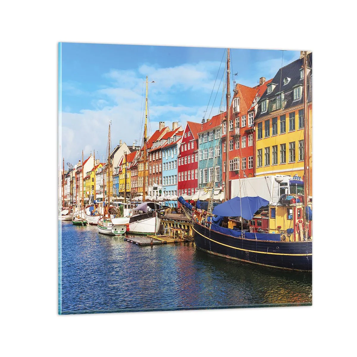 Billede på glas - Glædelig kaj - 60x60 cm