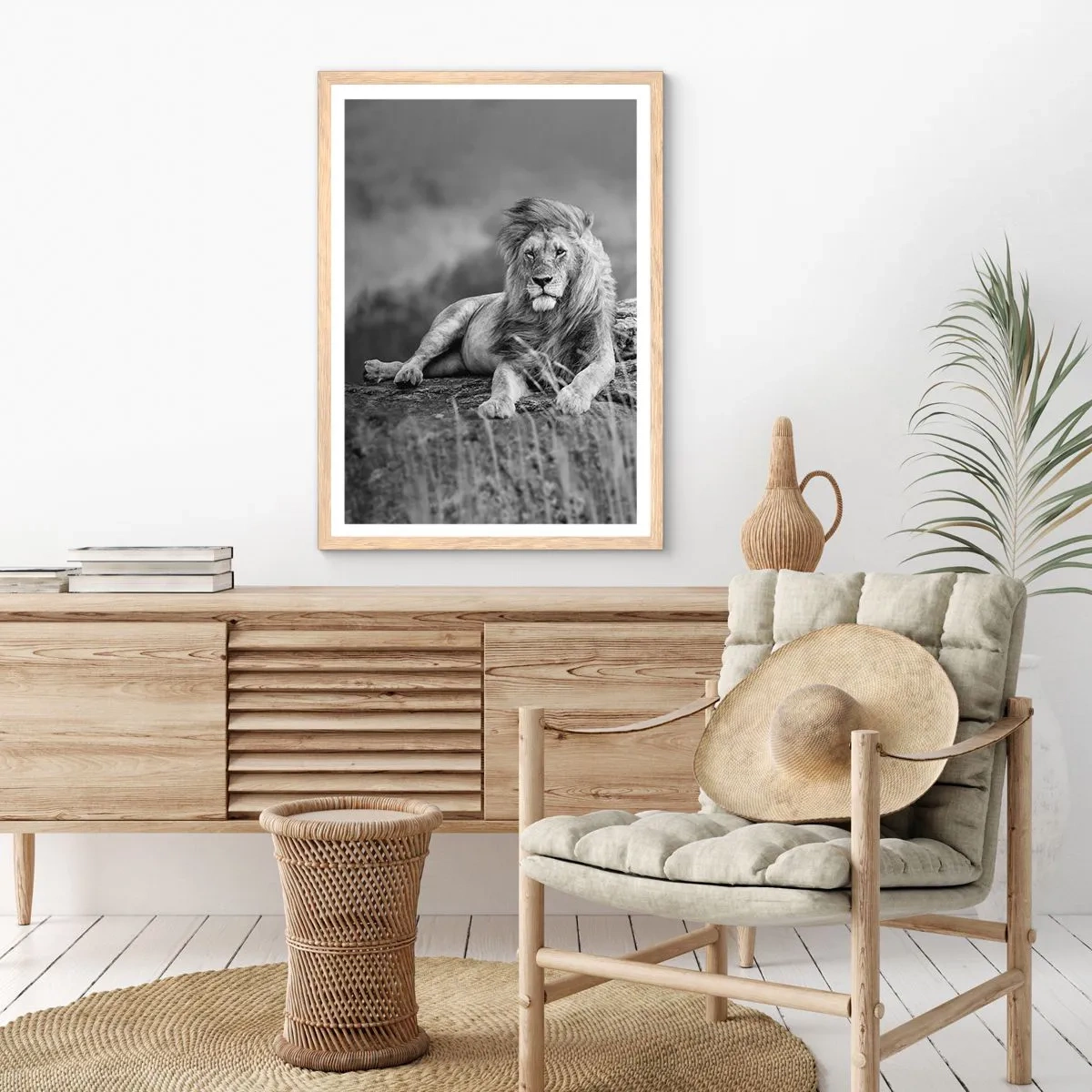 Plakat i ramme af lyst egetræ - Kongelig siesta - 50x70 cm