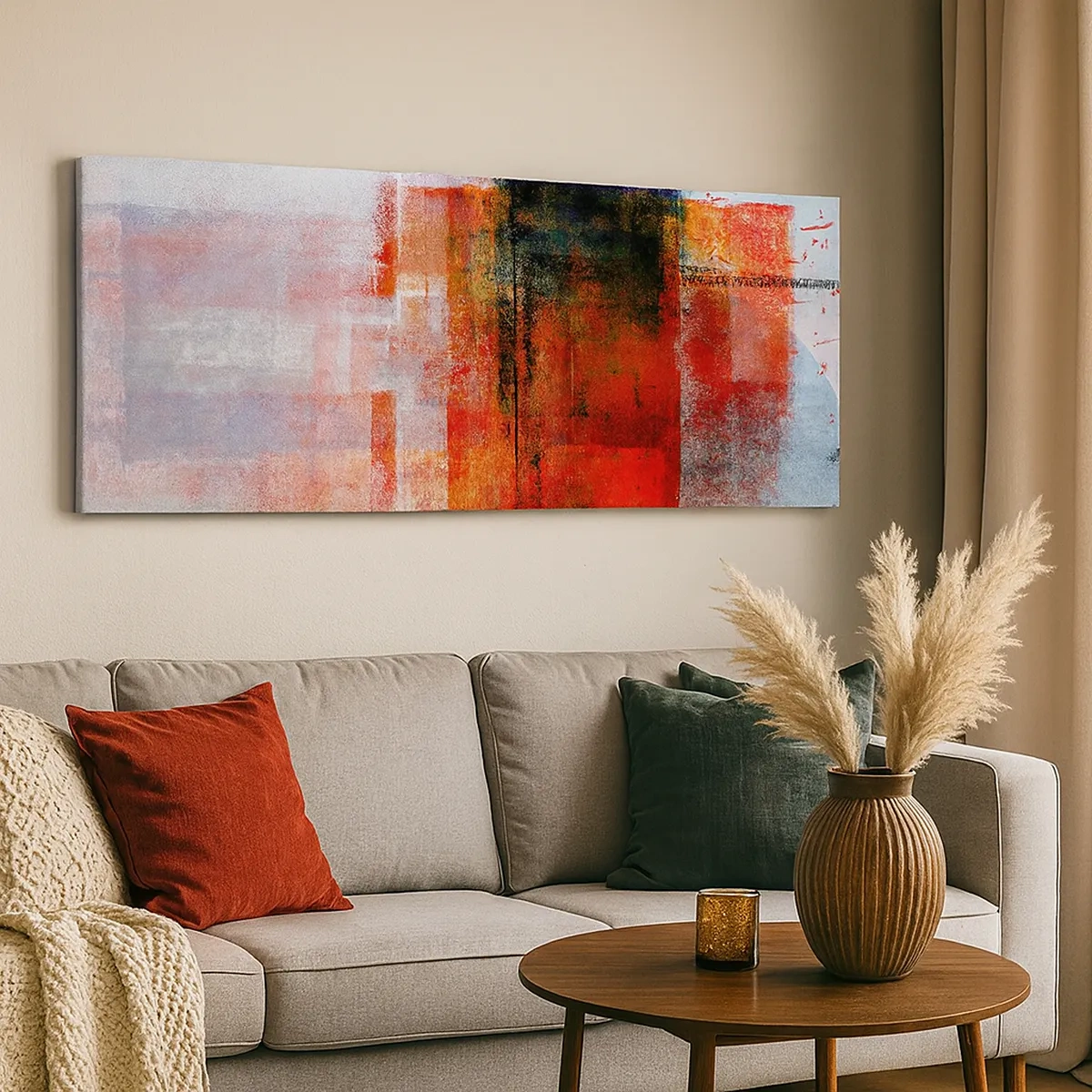 Lærredstryk - Billede på lærred - Glødende komposition - 30x30 cm