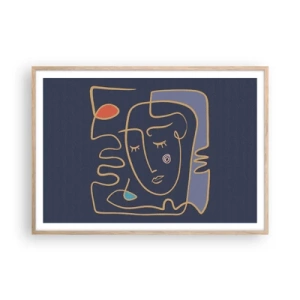 Plakat i ramme af lyst egetræ - I drømmerier - 100x70 cm