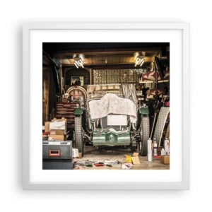 Plakat i hvid ramme - Tilbage til fortiden - 40x40 cm