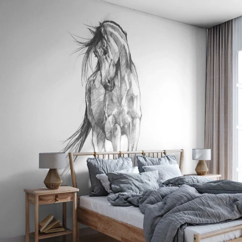Fototapet Selvklæbende Deluxe Sticker - I en yndefuld trav - Hest, Grafik, Dyr - 250x175 cm