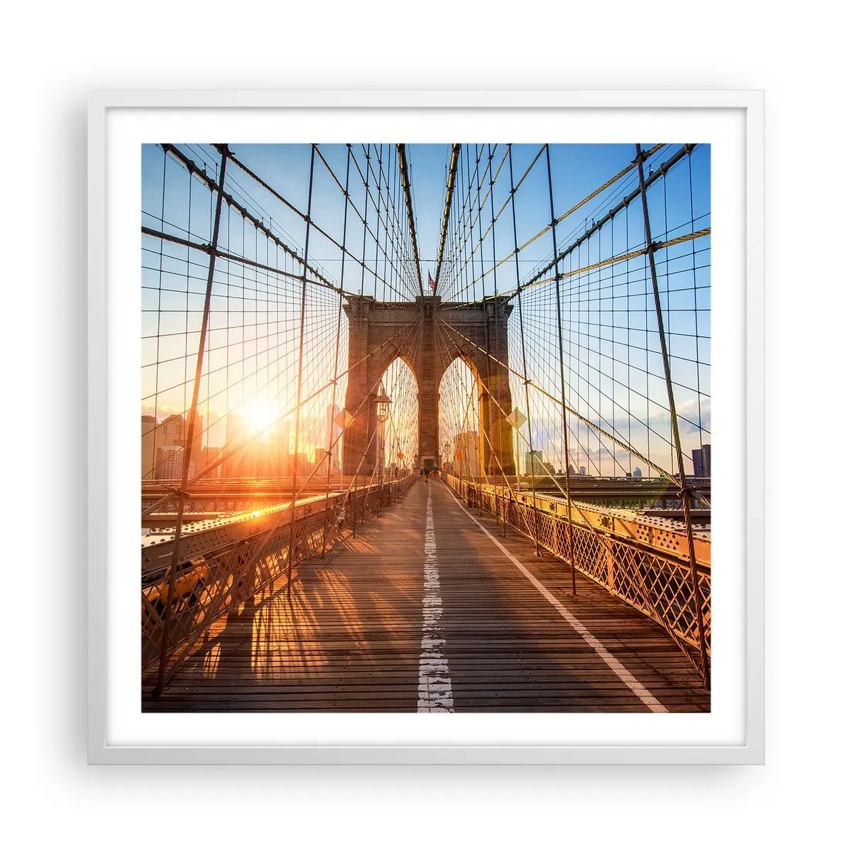 Plakat i hvid ramme - På den gyldne bro - 60x60 cm