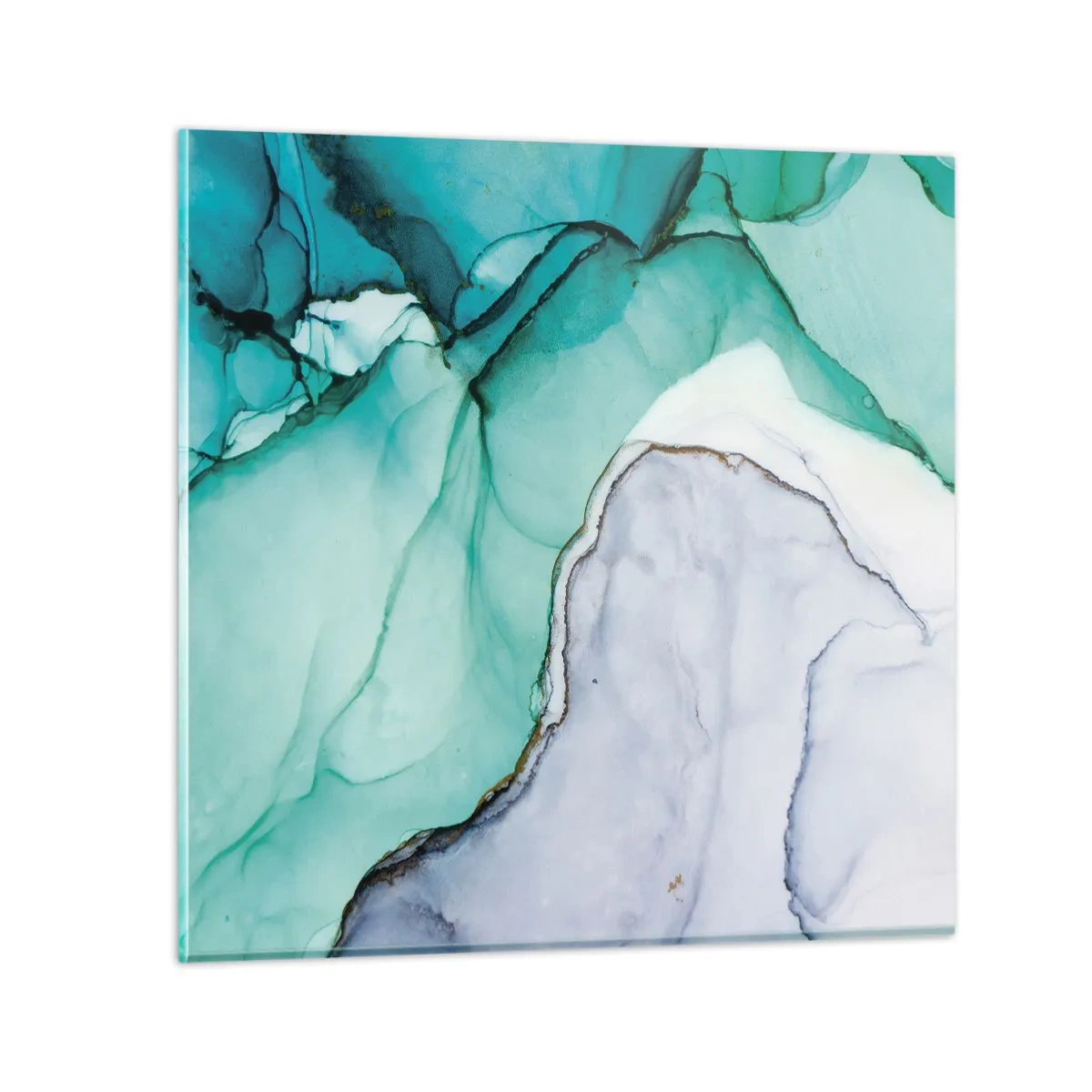 Billede på glas - Undersøgelse i turkis - 50x50 cm