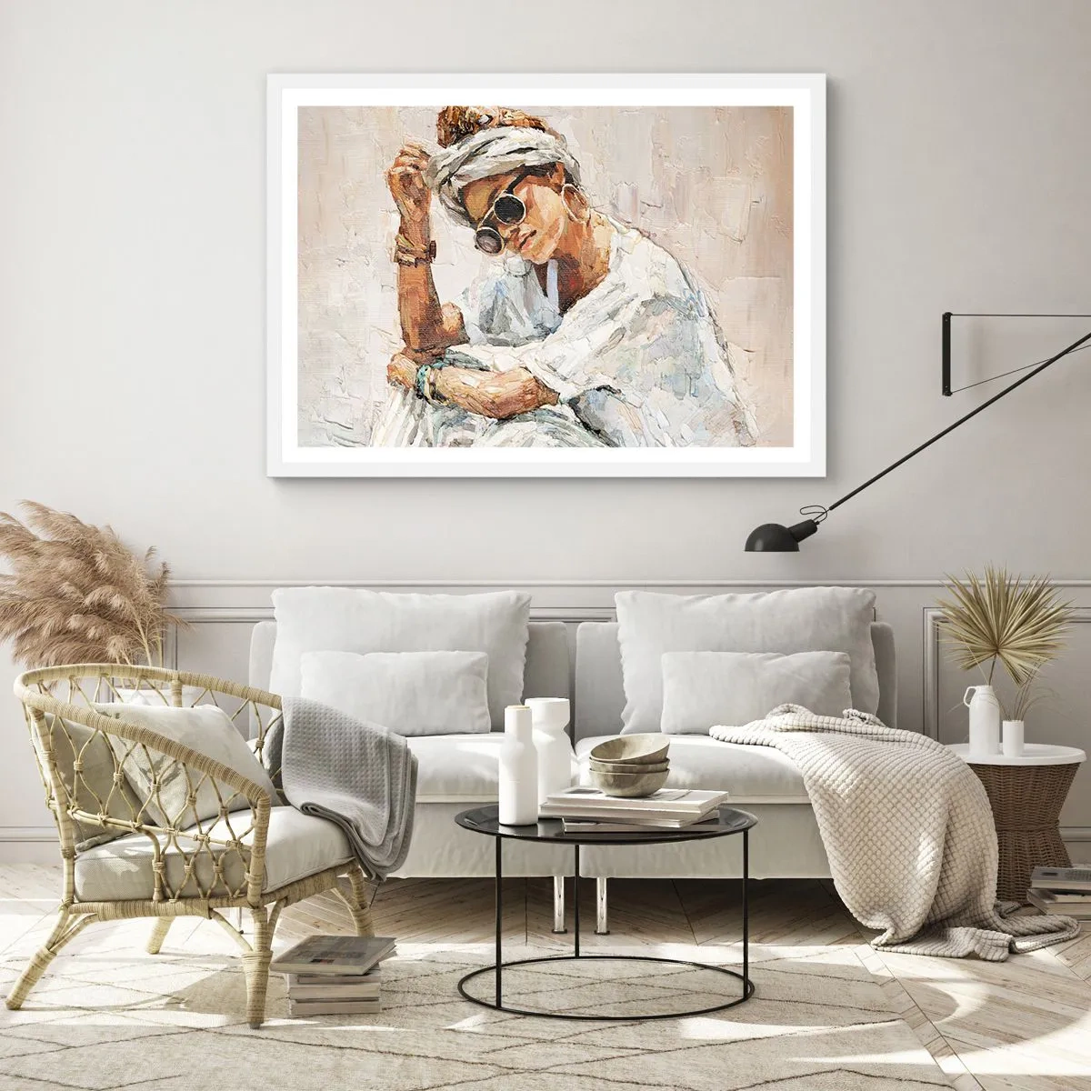 Plakat i hvid ramme - Portræt i fuldt sollys - 100x70 cm