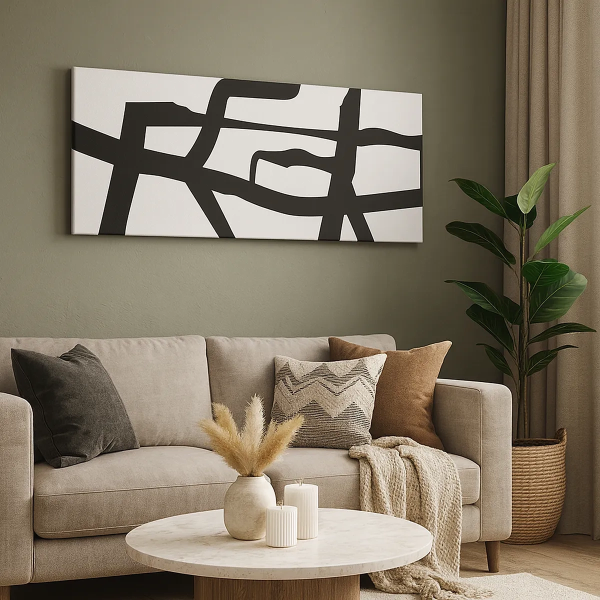 Lærredstryk - Billede på lærred - Sort og hvid konstruktion - 30x30 cm