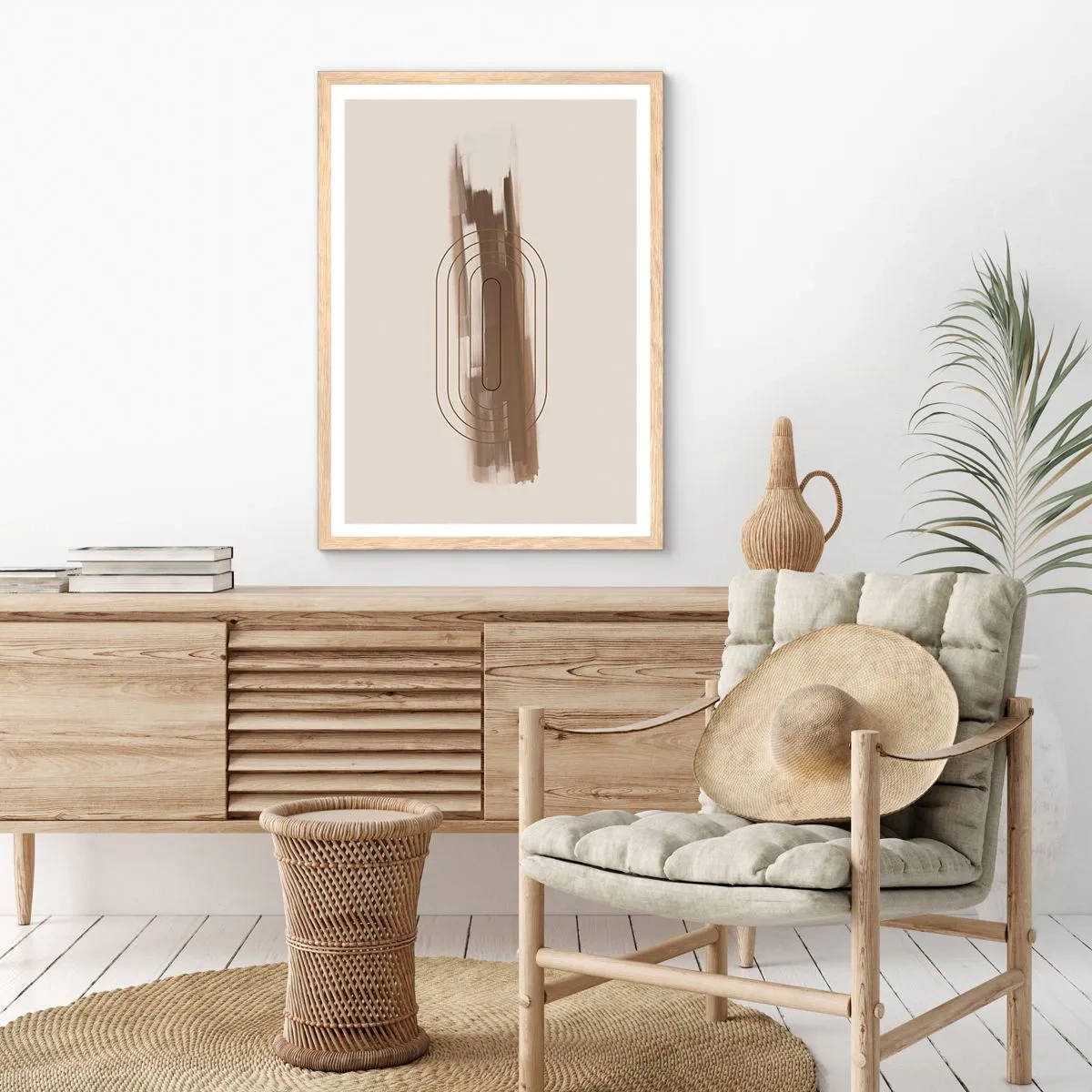 Plakat i ramme af lyst egetræ - Et pust af gråvejr - 70x100 cm