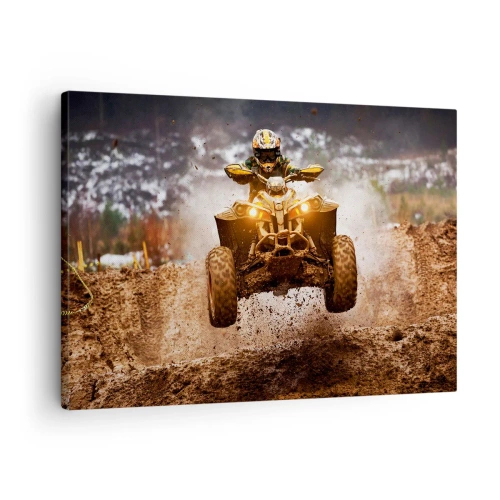 Lærredstryk - Billede på lærred - Ekstrem ATV-kørsel i mudret terræn - 70x50cm - No risk no fun - Moderne vægdekoration til stue og soveværelse ARTTOR